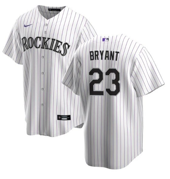 Men's Colorado Rockies #23 Kris Bryant White Stitched Baseball Jersey Men's Colorado Rockies #23 Kris Bryant White Stitched Baseball Jersey